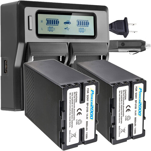 Power2000 ACD803 116Wh Batteries (2-Pack) and Dual-Bay Charger