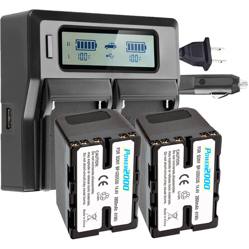 Power2000 ACD801 41Wh Batteries (2-Pack) and Dual-Bay Charger