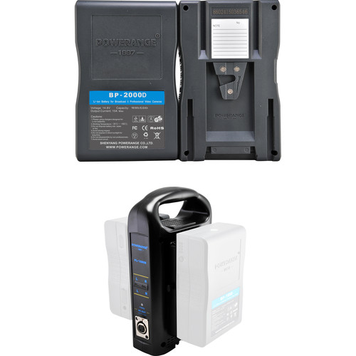 POWERANGE V-Mount Portable Simultaneous Dual-Charger 16.7V Power Station With 2-98Wh V-Mount Batteries