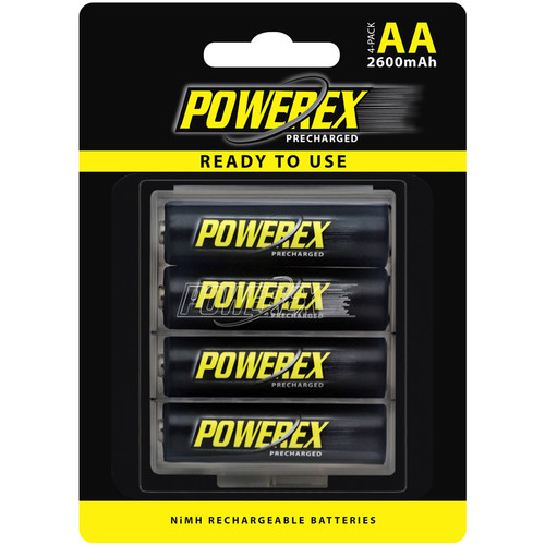 Powerex Precharged Rechargeable AA NiMH Batteries (1.2V 2600mAh) - 4-Pack