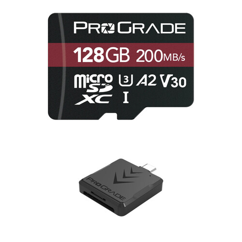 ProGrade Digital 128GB Strontium UHS-I microSDXC Memory Card with Dual-Slot UHS-II SD & microSD Card Reader