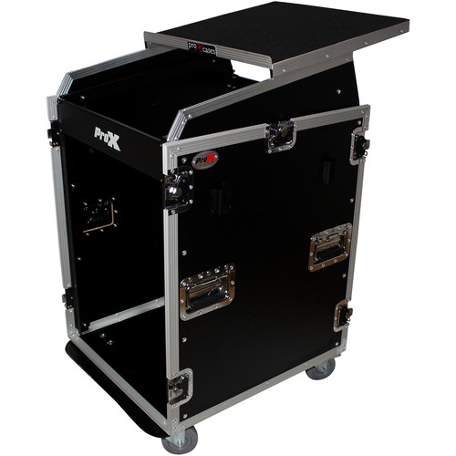 ProX Rackmount Mixer Flight Case with Laptop Shelf Side Tables and Casters