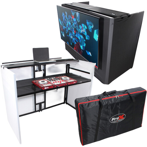 ProX DJ Facade Table Workstation with TV Bracket Mount