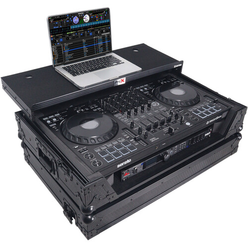 ProX ATA Flight-Style Road Case with Laptop Shelf for DDJ-FLX10 and DDJ-GRV6 Controllers (All Black)