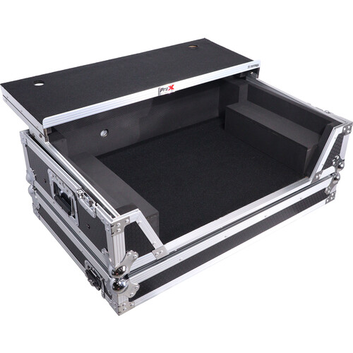 ProX Flight-Style Road Case with Laptop Shelf for DDJ-FLX10 and DDJ-GRV6 Controllers (Black / Silver)