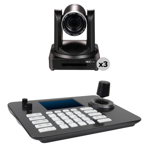 PTZCam UV510A NDI PTZ 3-Camera Bundle with PTZ View IP Controller