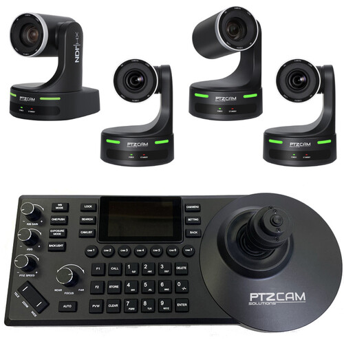 PTZCam IP Pro 20 AI Auto-Tracking PTZ 4-Camera Kit with View NDI Controller