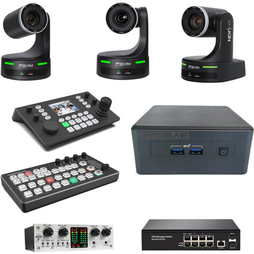 PTZCam CamKit3 HD Streaming Kit with Three PTZ Cameras Controller Switches & Audio Interface