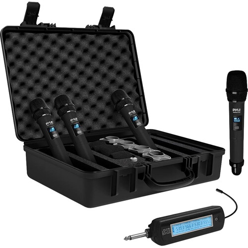 Pyle Pro Universal UHF 4-Channel Wireless Handheld Microphone System (Black 500 to 938 MHz)