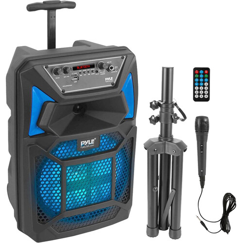 Pyle Pro 8" Portable Karaoke PA Speaker with Wired Mic, PPHP82SM