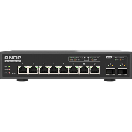 QNAP QSW-L3208-2C6T-US 6-Port 10G Managed Network Switch