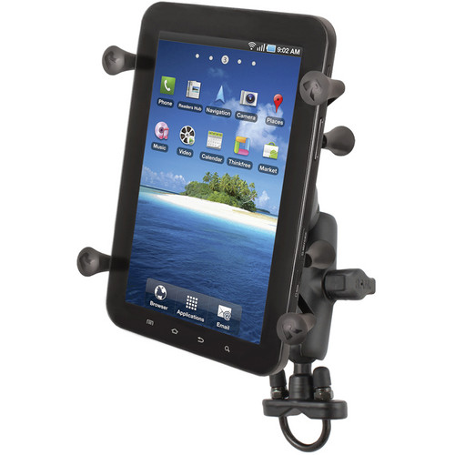 RAM Mounts Handlebar Rail Mount with U-Bolt Base and Universal X-Grip Cradle for 7