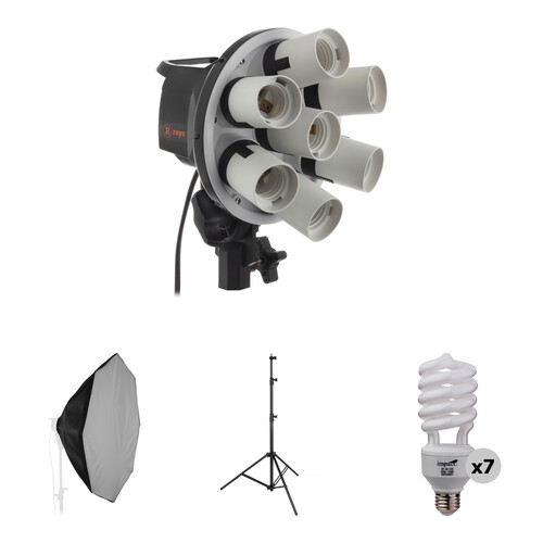 Raya Octa Fluorescent 7-Socket Fixture 1-Light Softbox Kit