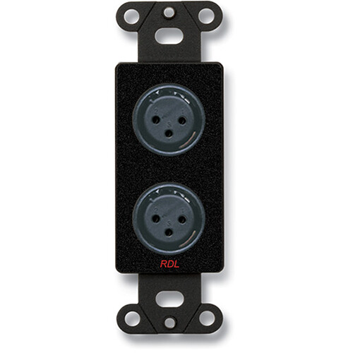 RDL DB-XLR2F Decora Wall Plate with Dual XLR 3-Pin Female Connectors (Black)