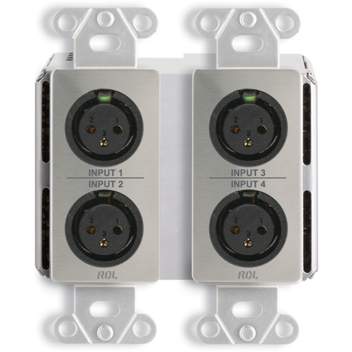 RDL DDS-BN40 4 x 2 Wall-Mounted Bidirectional Mic/Line Dante Interface (Stainless Steel)