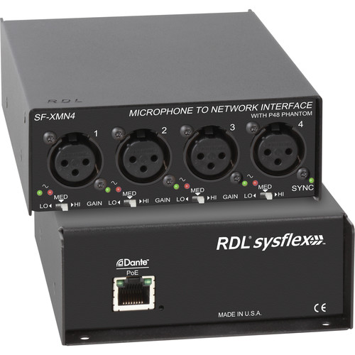 RDL Four XLR Female Microphone Inputs to RJ45 Network SFXMN4