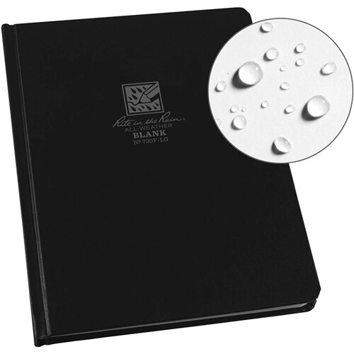 Rite in the Rain Hard Cover Book with Fabrikoid Cover (Black Large)