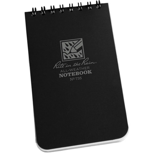Rite in the Rain Top Spiral All-Weather Notebook (Black 3 x 5