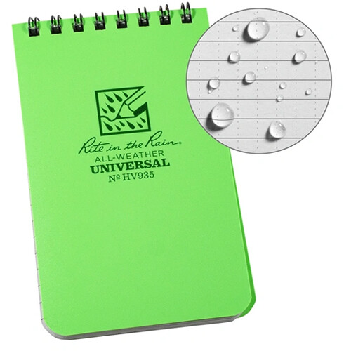 Rite in the Rain Top Spiral All-Weather Notebook (Light Green 3 x 5