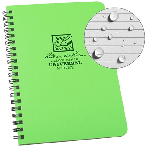 Rite in the Rain Universal Side Spiral Notebook (Hi Viz Green 4.9 x 7