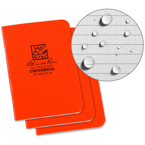 Rite in the Rain Stapled All-Weather Mini Notebook (Orange 3.3 x 4.6