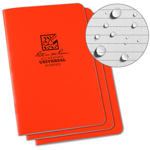 Rite in the Rain Stapled All-Weather Notebook (Orange 4.6 x 7