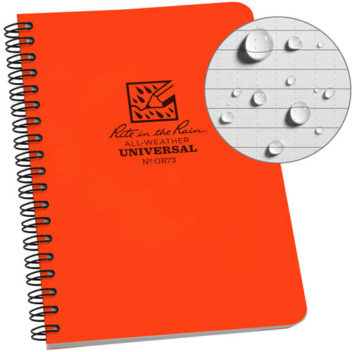 Rite in the Rain Universal Side Spiral Notebook (Blaze Safety Orange 4.9 x 7