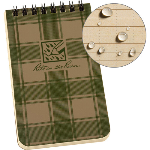 Rite in the Rain Top Spiral All-Weather Notebook (Green Plaid 3 x 5