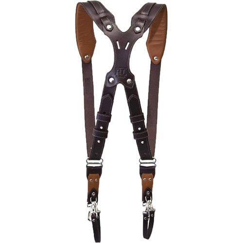 RL Handcrafts Clydesdale Pro-DLX Dual Leather Camera Harness (Medium Coffee/Tan)