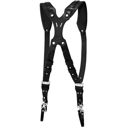 RL Handcrafts Clydesdale Pro-DLX Dual Leather Camera Harness (Large Jet Black/Black)