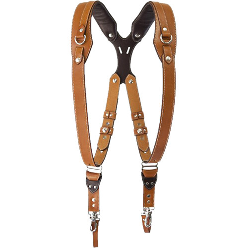 RL Handcrafts Clydesdale Pro-DLX Dual Leather Camera Harness (Small Tan/Coffee)