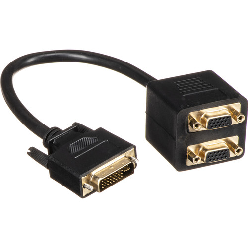 Rocstor Premium 1 ft DVI-I Analog to 2 x VGA Video Splitter Cable - M/F - DVI-I (Single-Link) Male