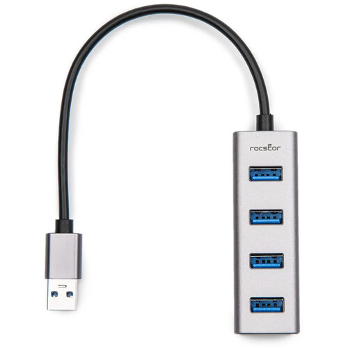 Rocstor Portable 4-Port USB-A Hub (Silve