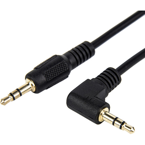 Rocstor Slim Straight 3.5mm Male to Right-Angle 3.5mm Male Stereo Audio Cable (3' Black)