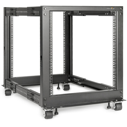 Rocstor SolidRack Open Frame 4-Post Adjustable Depth Rack (Black 12 RU)