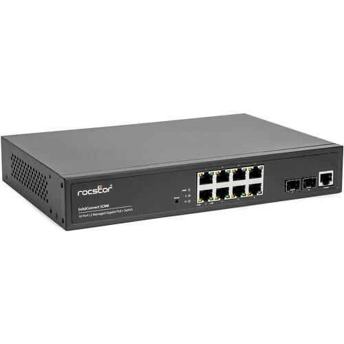 Rocstor SolidConnect SCM8 8-Port PoE+ Gigabit L2 Managed Ethernet Switch