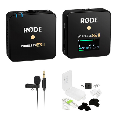 RODE Wireless GO II Single Wireless Microphone System/Recorder with Lavalier GO & Hiding Kit (2.4 GHz Black)