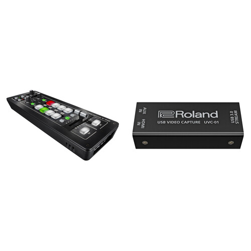 Roland V-1HD Portable 4 x HDMI Video Switcher & UVC-01 USB Capture Device Kit