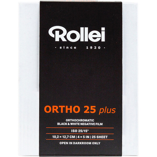 Rollei Ortho 25 Plus Black and White Negative Film (4 x 5