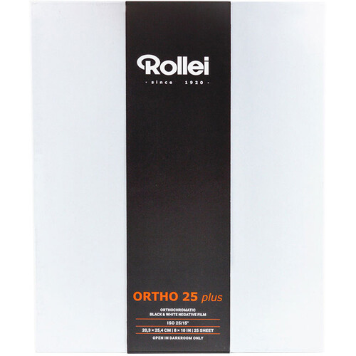 Rollei Ortho 25 Plus Black and White Negative Film (8 x 10