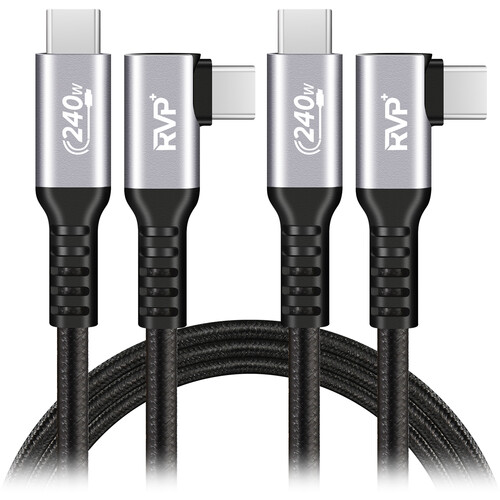 RVP+ USB-C 2.0 Right-Angle Cable (3' Gray 2-Pack)