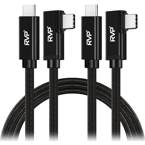 RVP+ USB-C 3.2 Gen 2x2 Right-Angle Cable (3' Black 2-Pack)