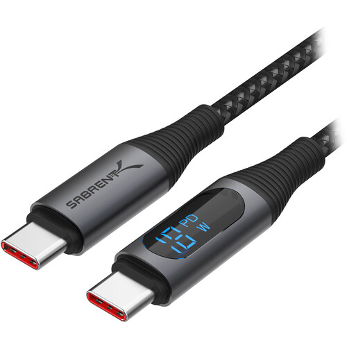 Sabrent USB-C Cable with Smart Display (3.3' Black)