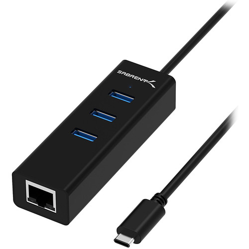 Sabrent 3-Port USB Type-A Hub with Gigabit Ethernet