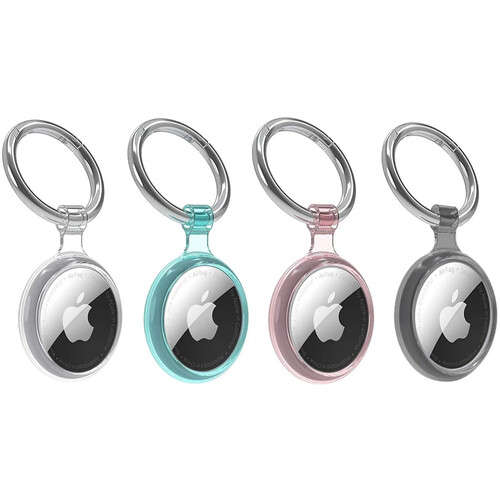 Sahara Case Hybrid Flex Case for Apple AirTag (4-Pack Black Clear Teal & Pink)