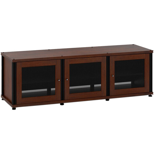 Salamander Designs Synergy 237 Three-Door AV Cabinet (Dark Walnut with Black Posts)