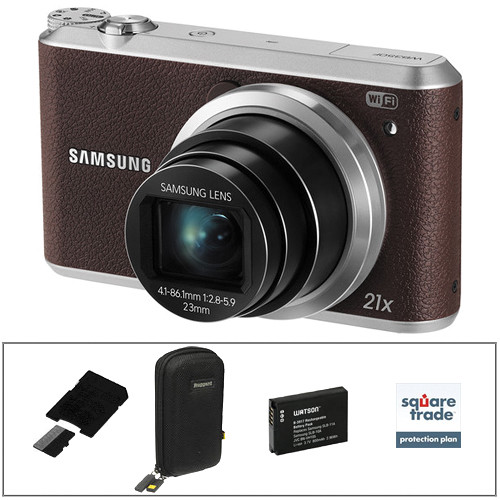 Samsung WB350F Smart Digital Camera Deluxe Kit (Brown) B&H