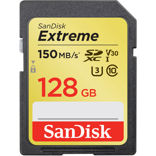 Карта памяти sandisk sdxc extreme pro class 10 uhs i u3 170 90mb s 128gb