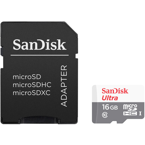 Tarjeta de memoria SanDisk Ultra UHS-I microSDHC de 16 GB con adaptador SD