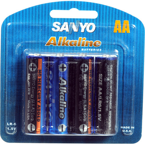 Sanyo AA LR6 Alkaline Batteries (4 Pack) LR6 B&H Photo Video